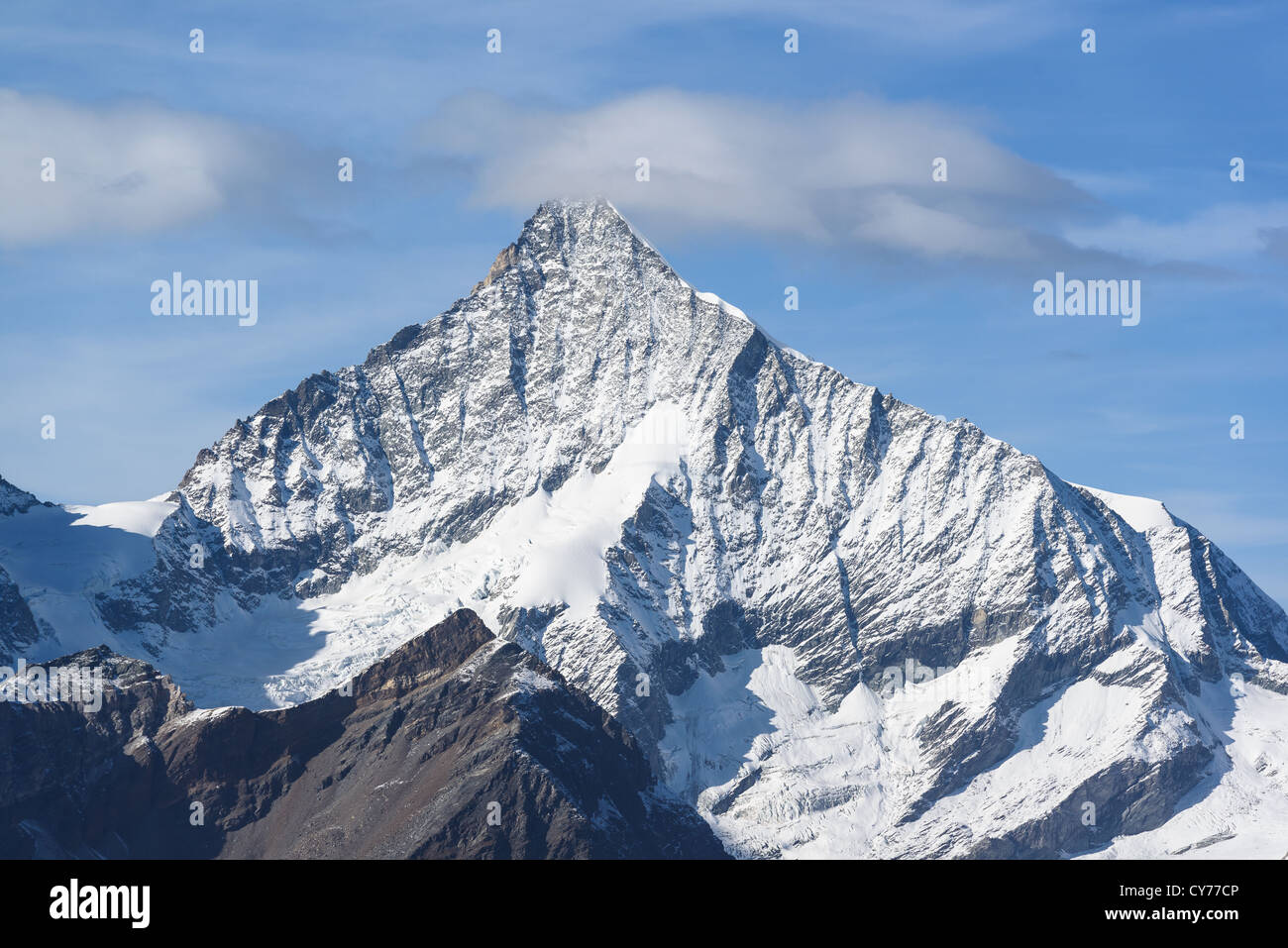 Il Weisshorn picco di montagna, vista dal Gornergrat Zermatt, Svizzera Foto Stock