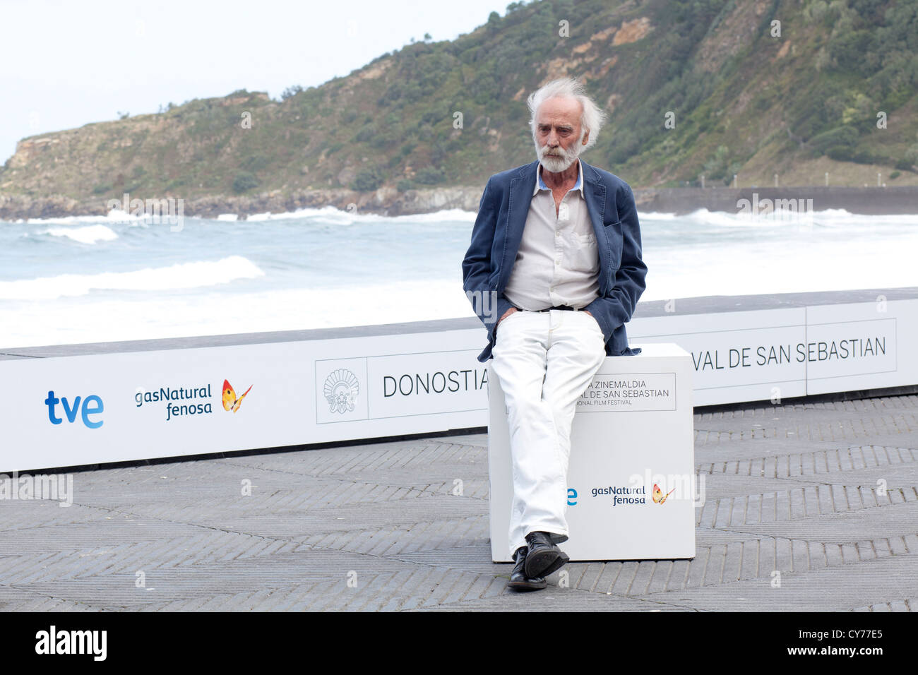 Javier Krahe, musicista spagnolo, al sessantesimo Festival Internazionale del Film di San Sebastian photocall Foto Stock