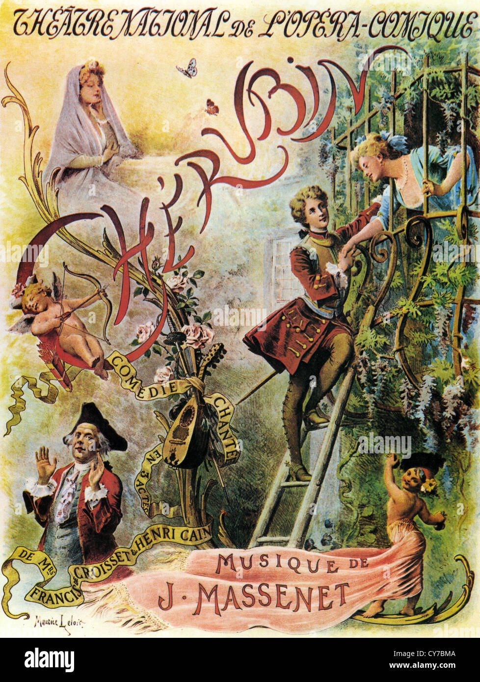 CHERUBIN Poster per 1905 opera in tre atti del compositore francese Jules Massenet (1842-1912) Foto Stock