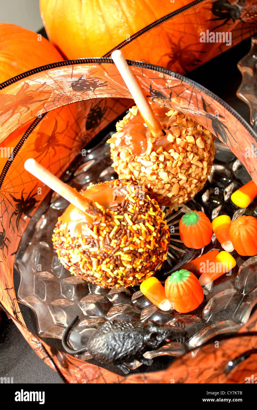 Halloween; canditi di caramello mele Foto Stock