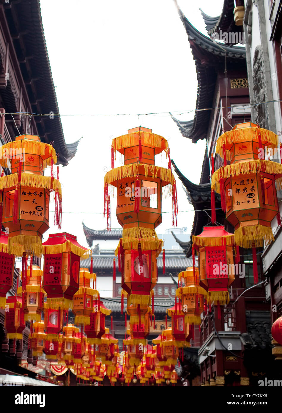 Lanterna cinese a Shanghai tempio durante il capodanno cinese Foto Stock