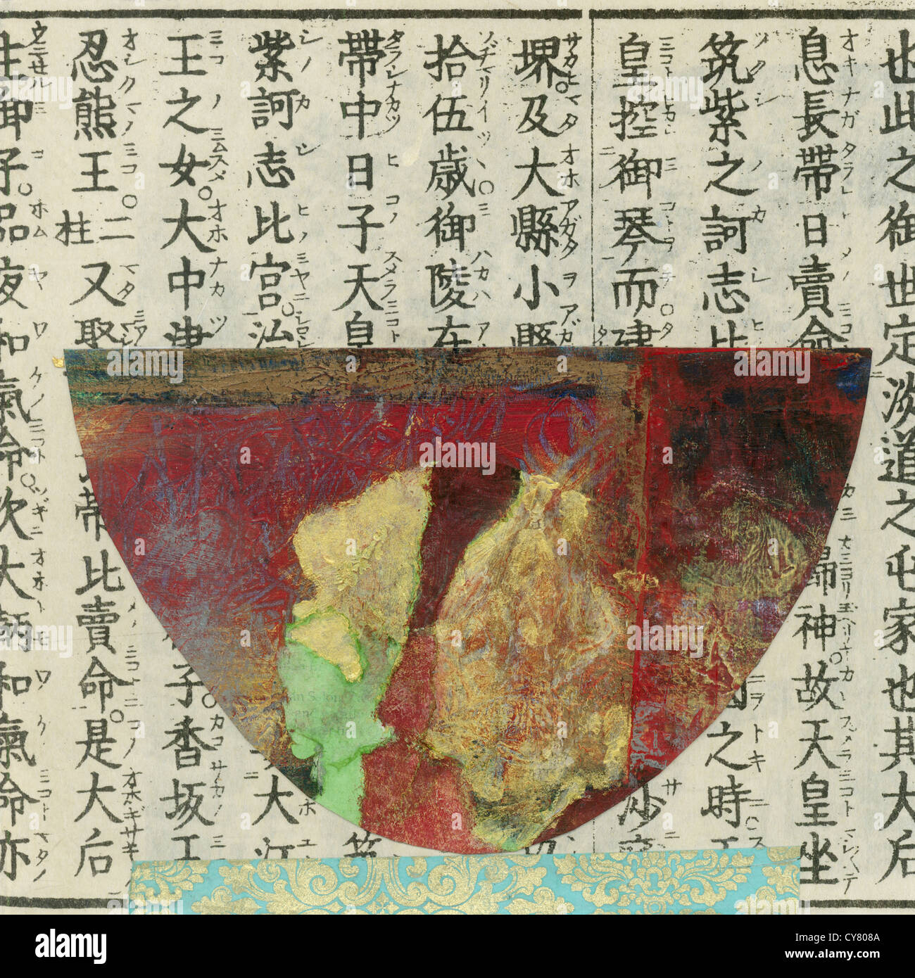 Abstract asian collage di carta di una ciotola. Foto Stock