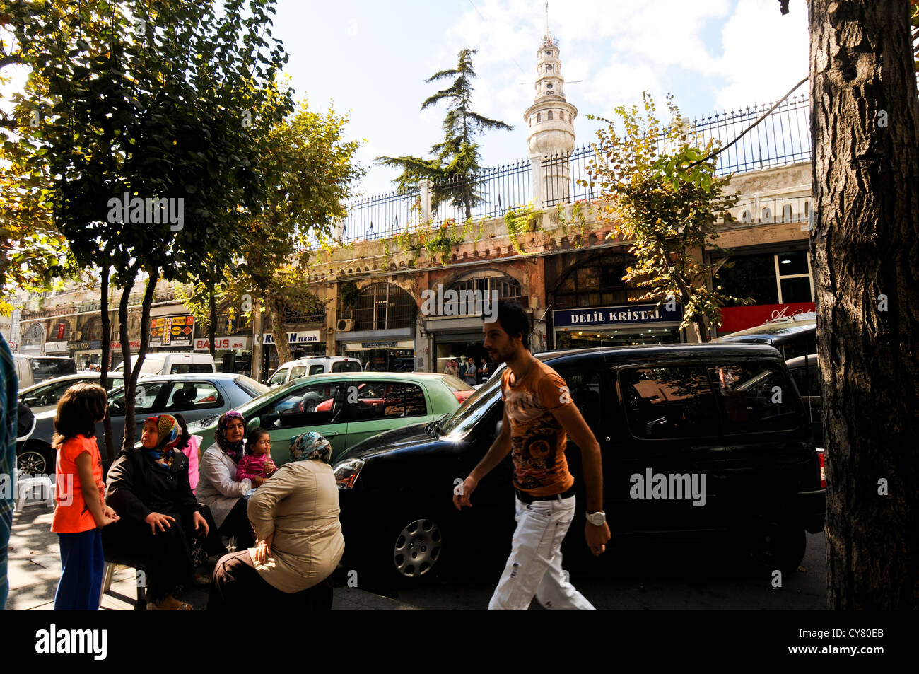 Eminönü,Istanbul, Turchia 2012, bandiera, la vita in città Foto Stock