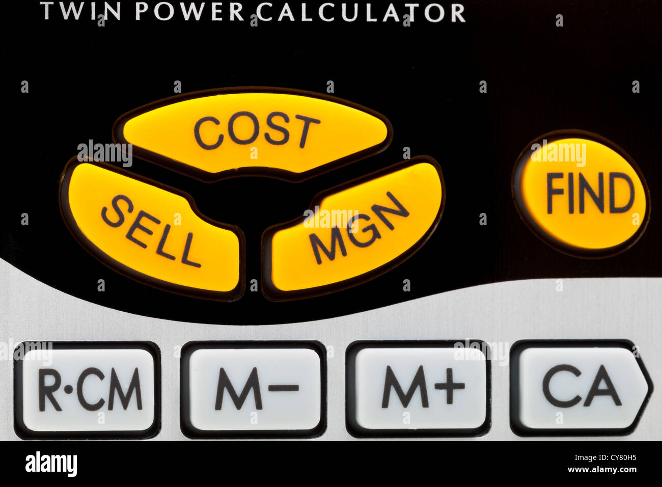 Il profitto,costo, vendita tasti della calcolatrice finanziaria close up Foto Stock