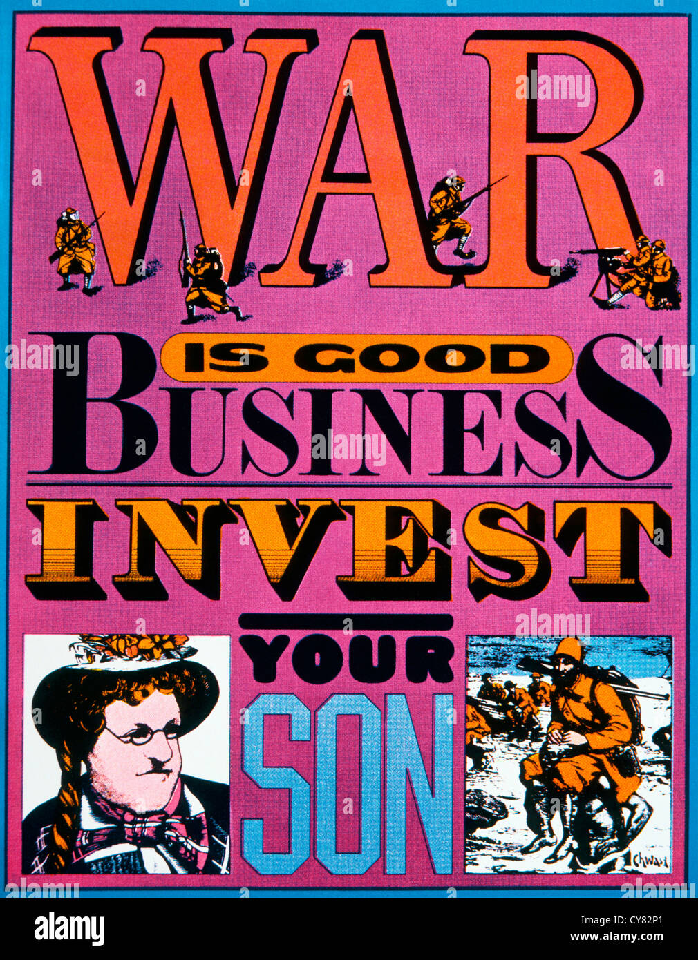 Anti-Vietnam poster di guerra, la guerra è un buon affare, investire il tuo figlio, Seymour Chwast, 1967 Foto Stock