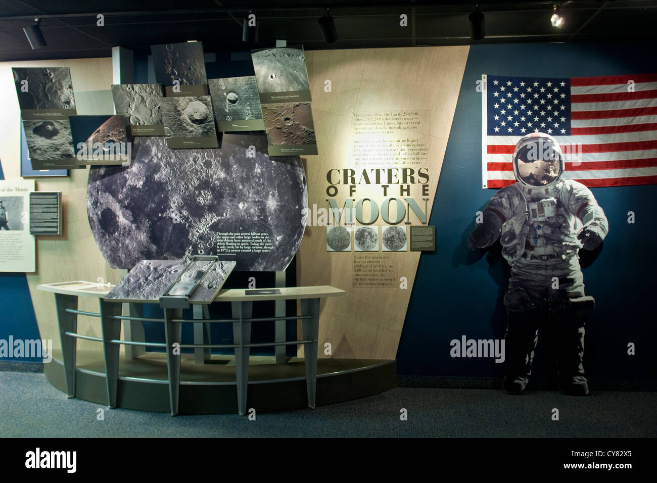 Spazio presenta nel centro visita museo al Meteor Crater, noto anche come Barrenger cratere, vicino a Winslow, Arizona Foto Stock