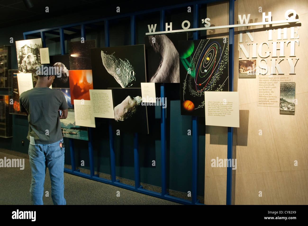 Spazio presenta nel centro visita museo al Meteor Crater, noto anche come Barrenger cratere, vicino a Winslow, Arizona Foto Stock