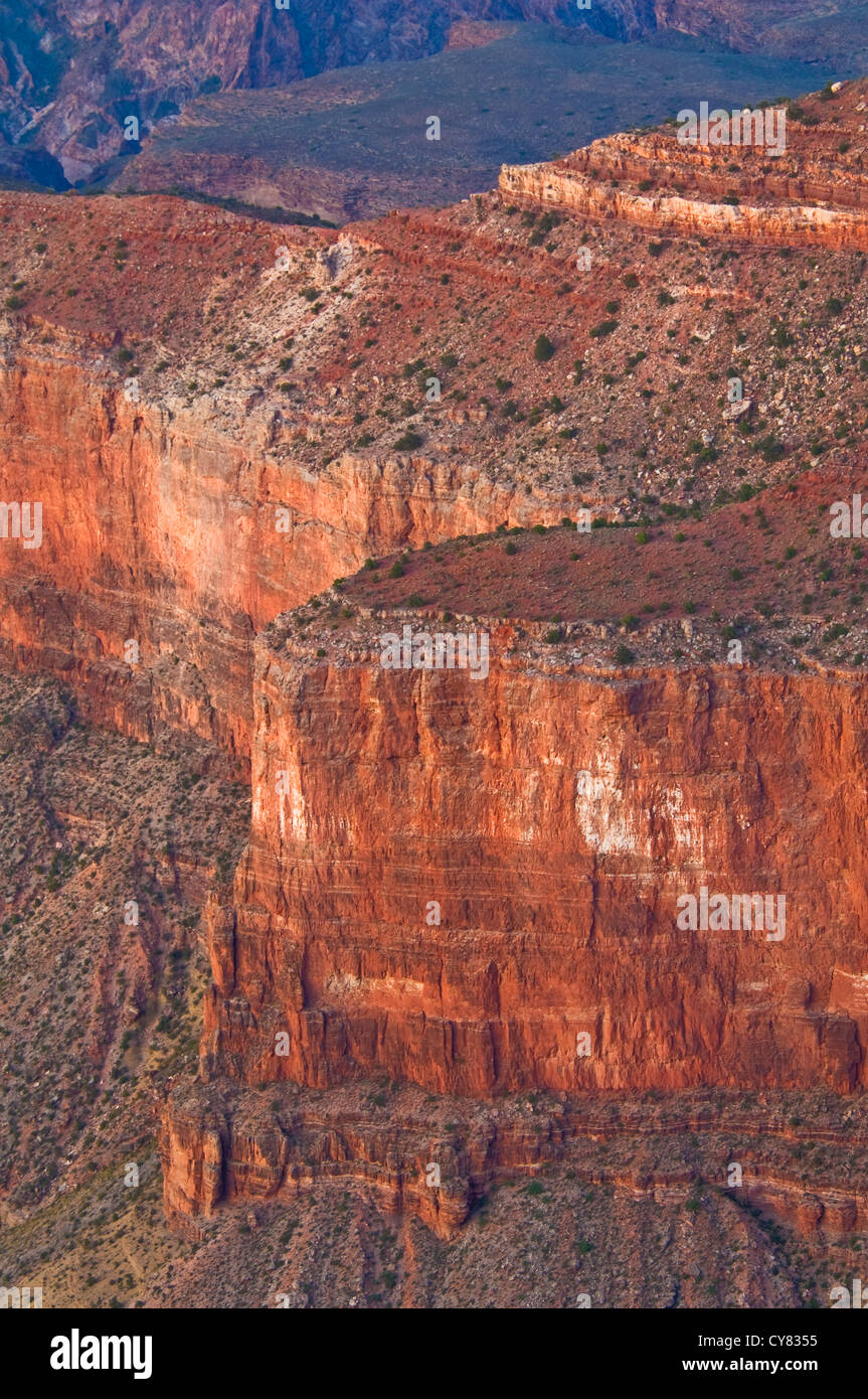 Dettaglio del canyon lungo il bordo Sud del Grand Canyon National Park, Arizona Foto Stock