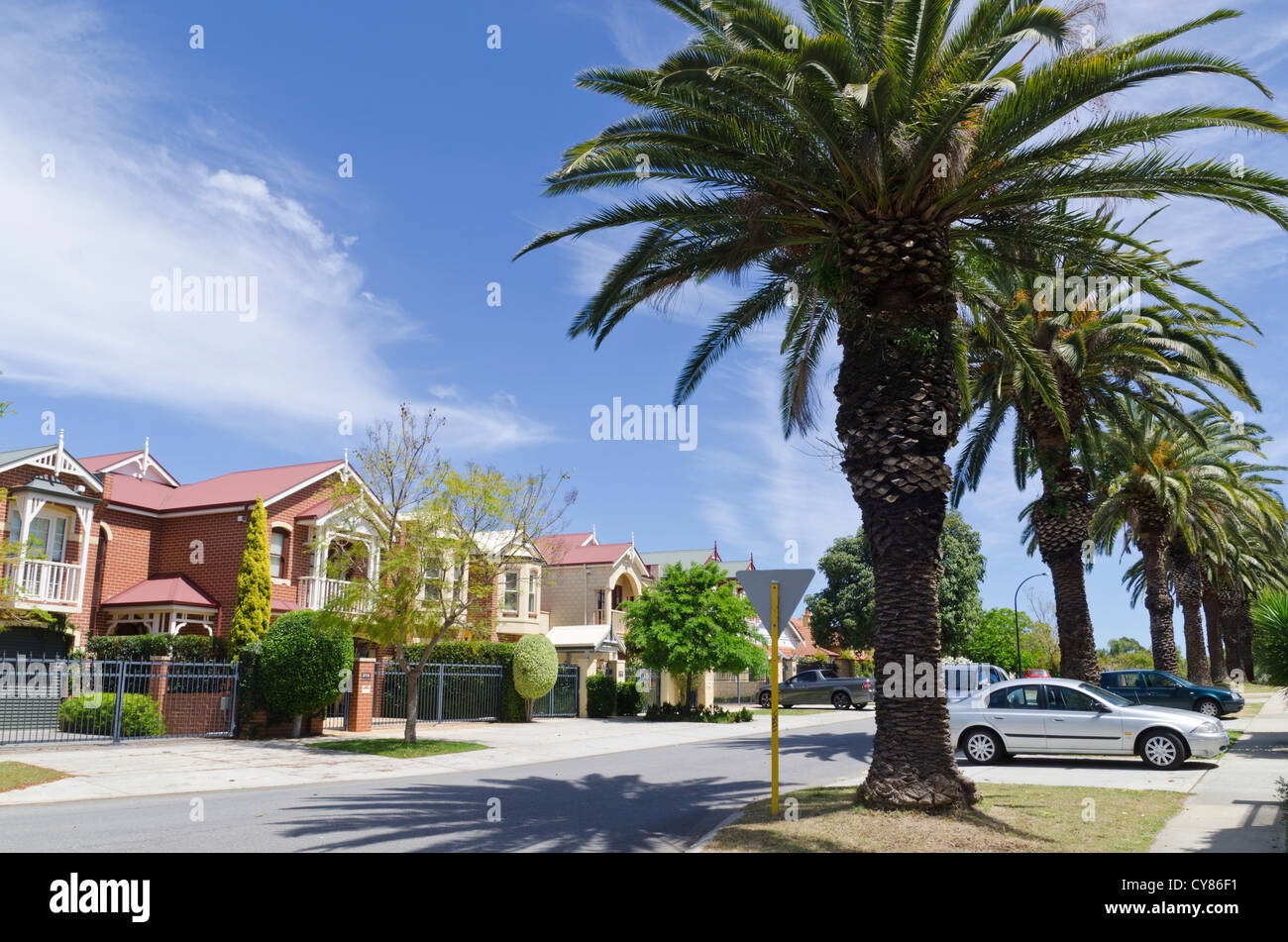 Nuove case a schiera in una città interna sobborgo di Perth, Western Australia Foto Stock