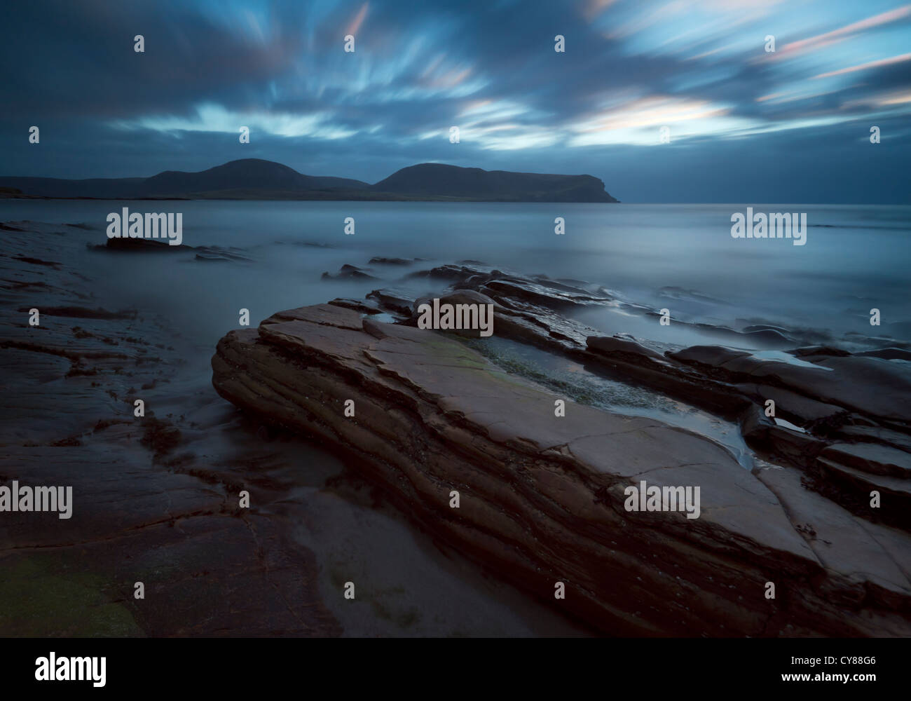 Orkney Islands seascape guardando verso Hoy Foto Stock