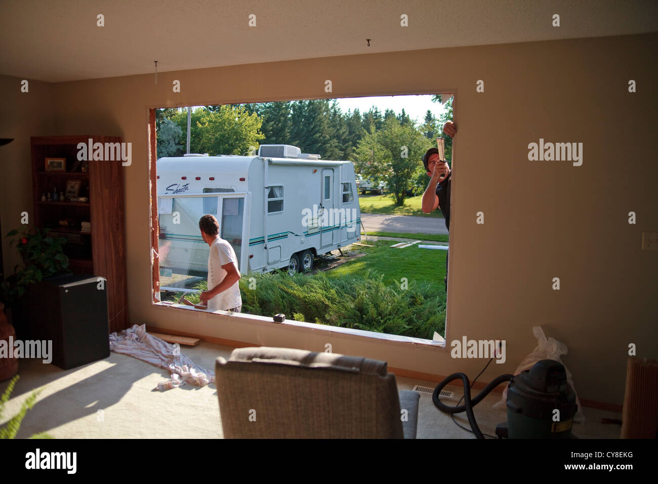 I lavori di rinnovo in corso. Foto Stock