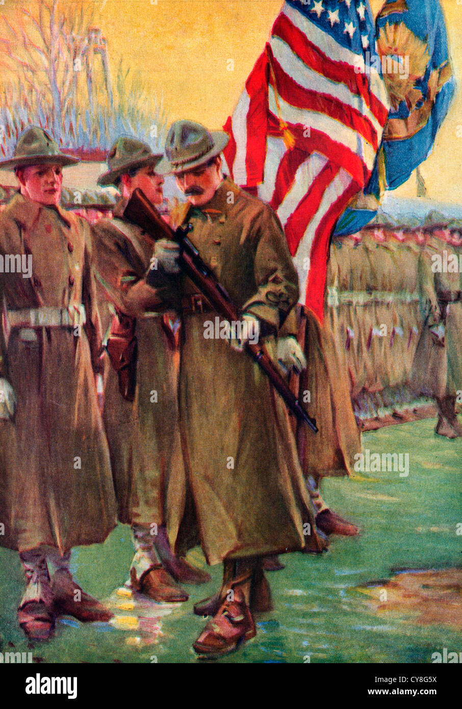 Ispezione - Officer di ispezionare i soldati arma - La Prima Guerra Mondiale Foto Stock