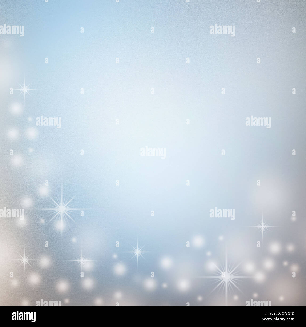 Blu sullo sfondo di Natale con luci bianche come biglietto di auguri modello Foto Stock