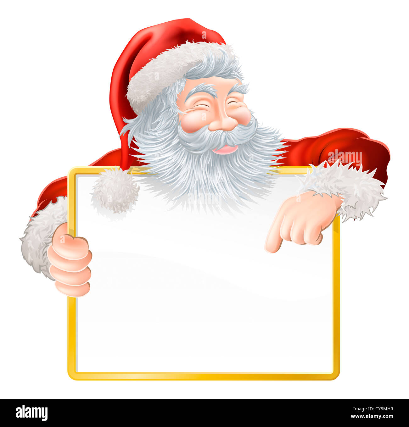 Illustrazione di natale di Santa azienda e puntando a un segno Foto Stock