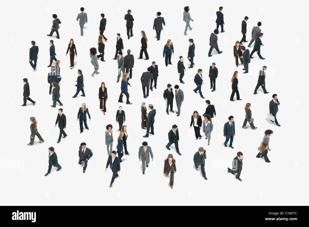 Un folto gruppo di persone di affari, ad alto angolo di visione Foto Stock