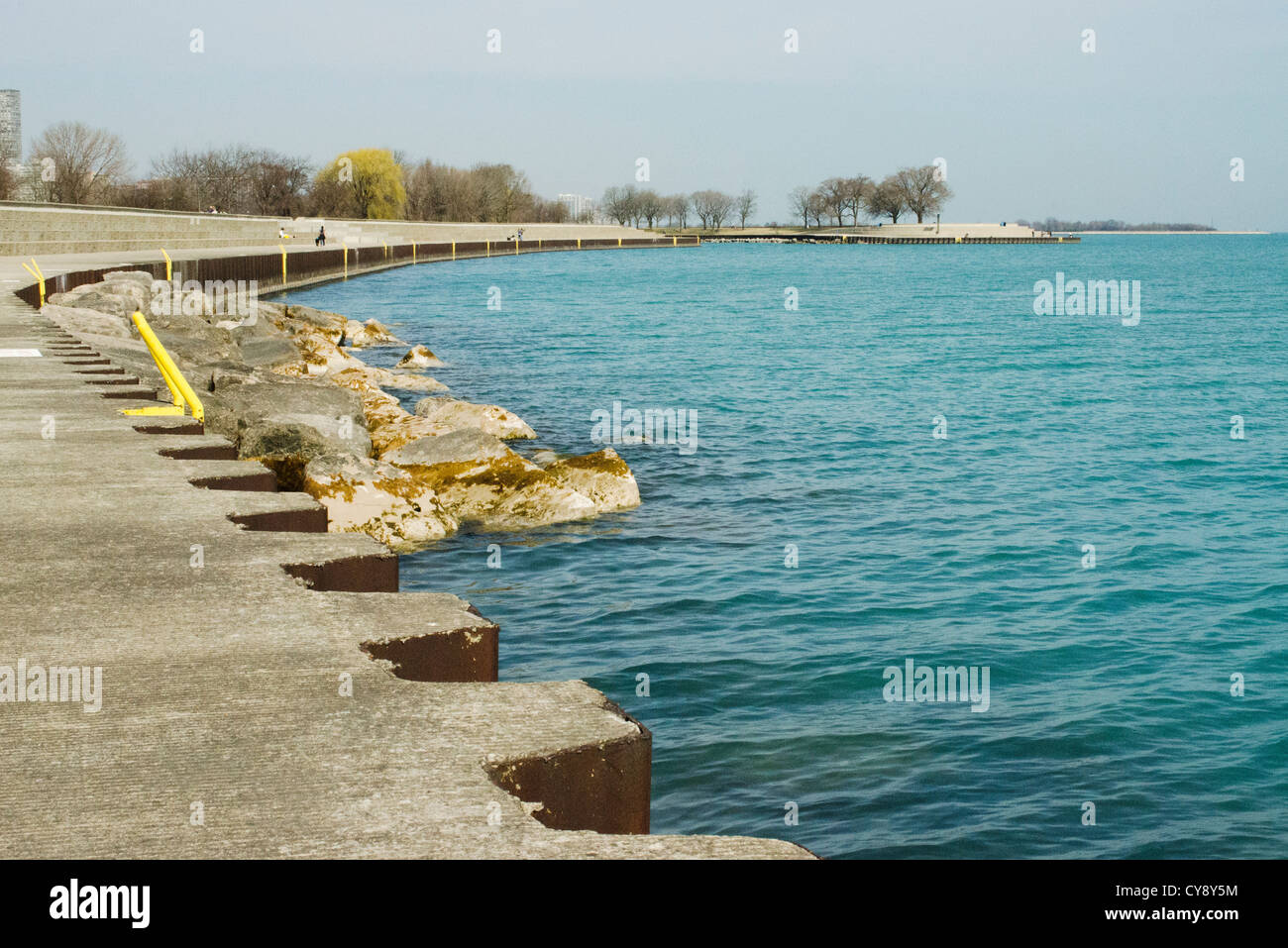 Riva del lago Michigan, vista lago Chicago Foto Stock