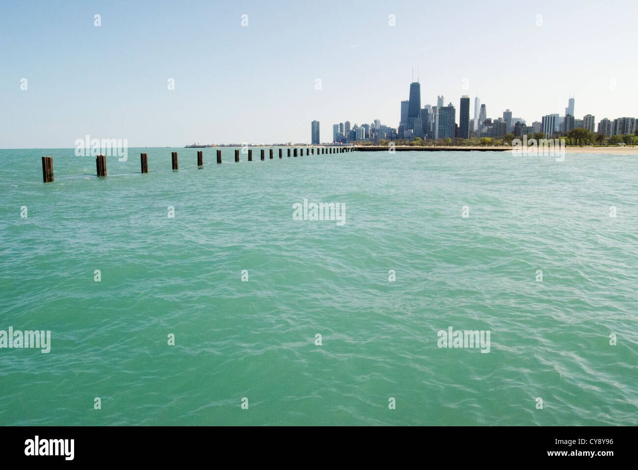 Vista del lago Michigan, Chicago Foto Stock