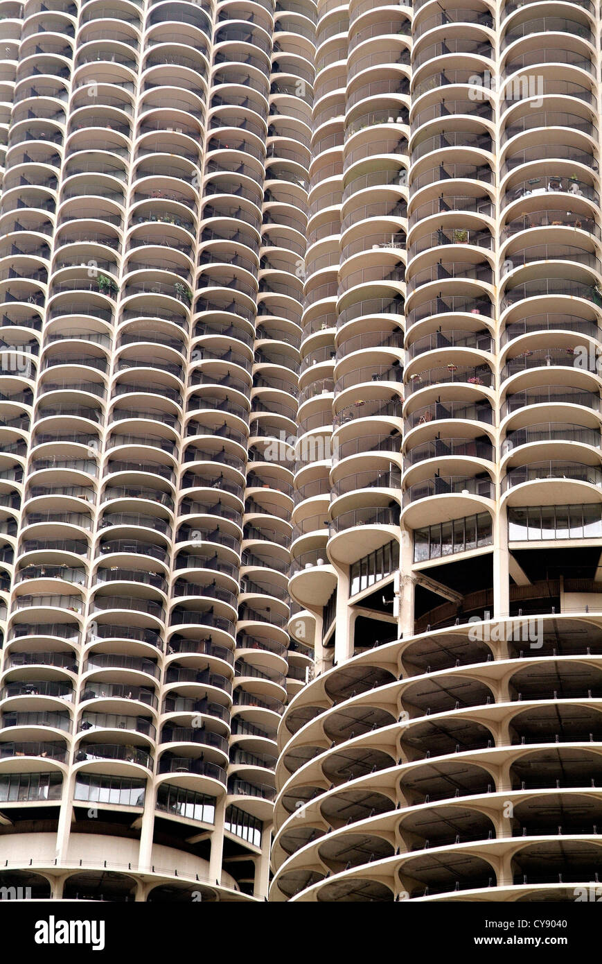 Chicago Illinois USA Marina City un misto residenziale / ufficio complesso costruito nel 1959. Foto Stock