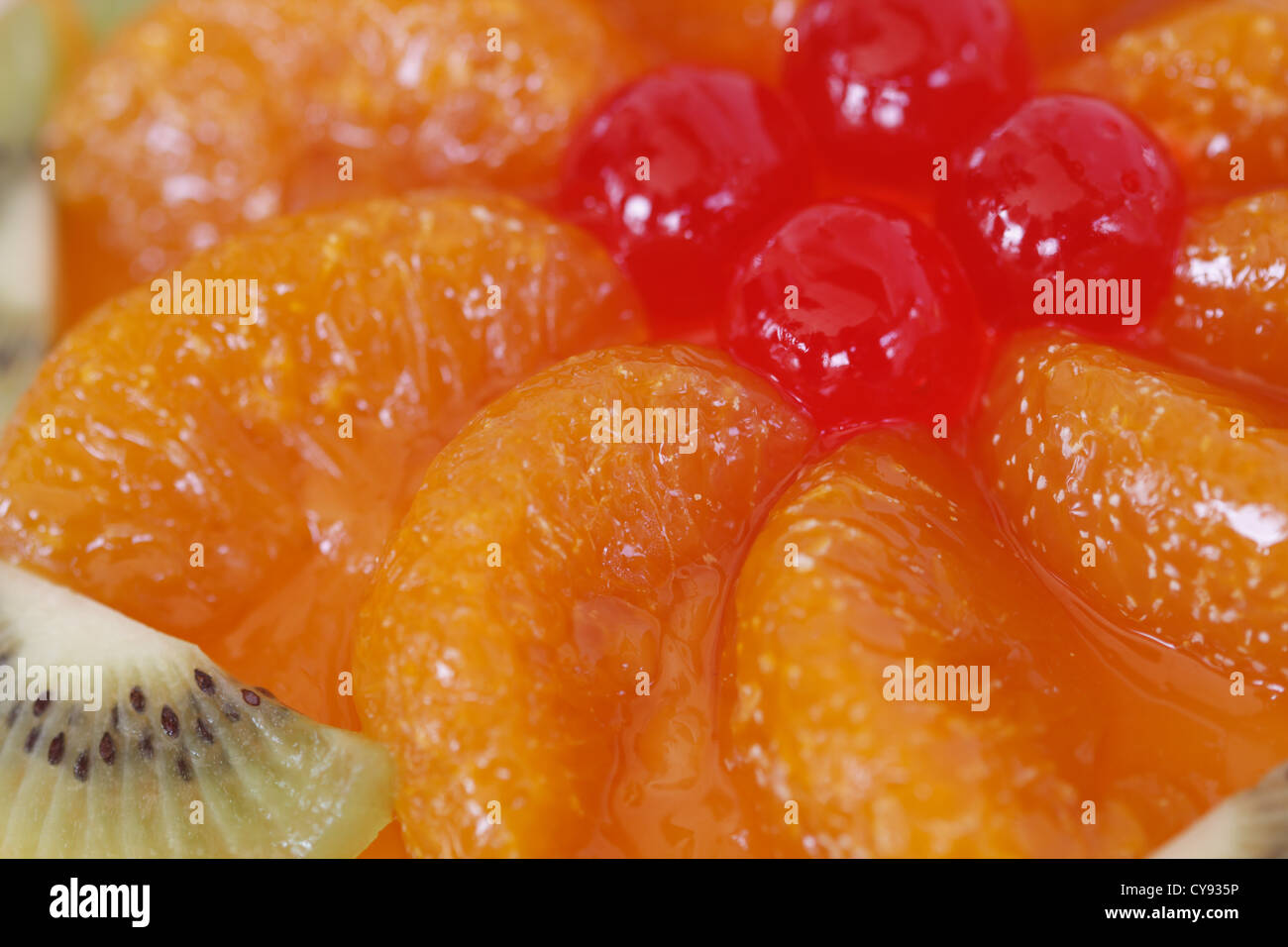 Frutta Mista con marmellata di arancio dolce Foto Stock