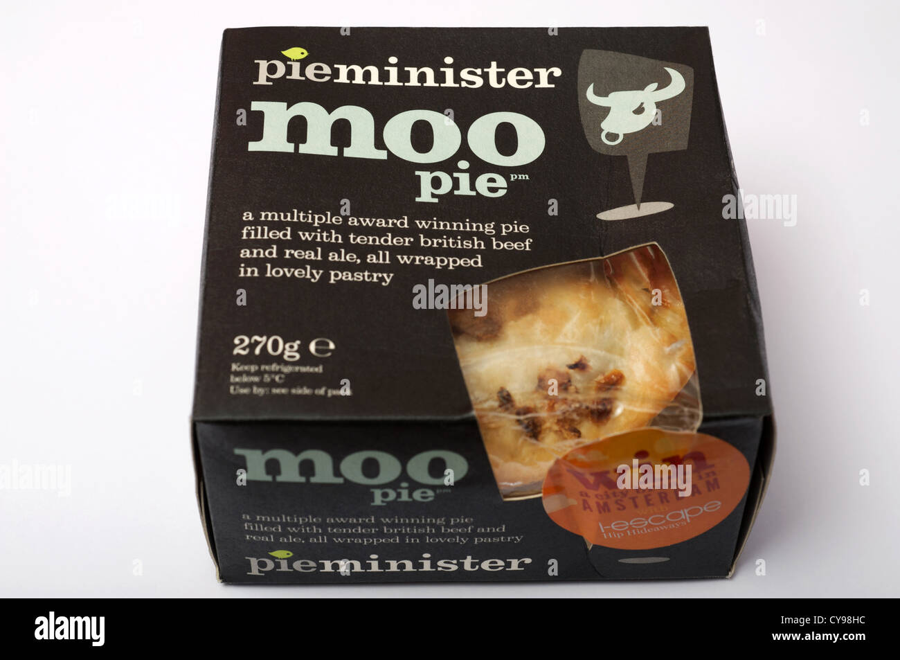 Pieminister Moo torta con la carne di manzo britannica e real ale in pasticceria Foto Stock