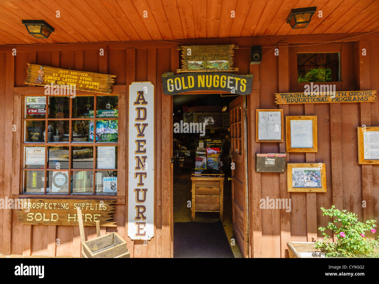 Jamestown, California - storico goldrush township vicino a 'motherlode' mine. Gold Rush esperienza ufficio. Foto Stock