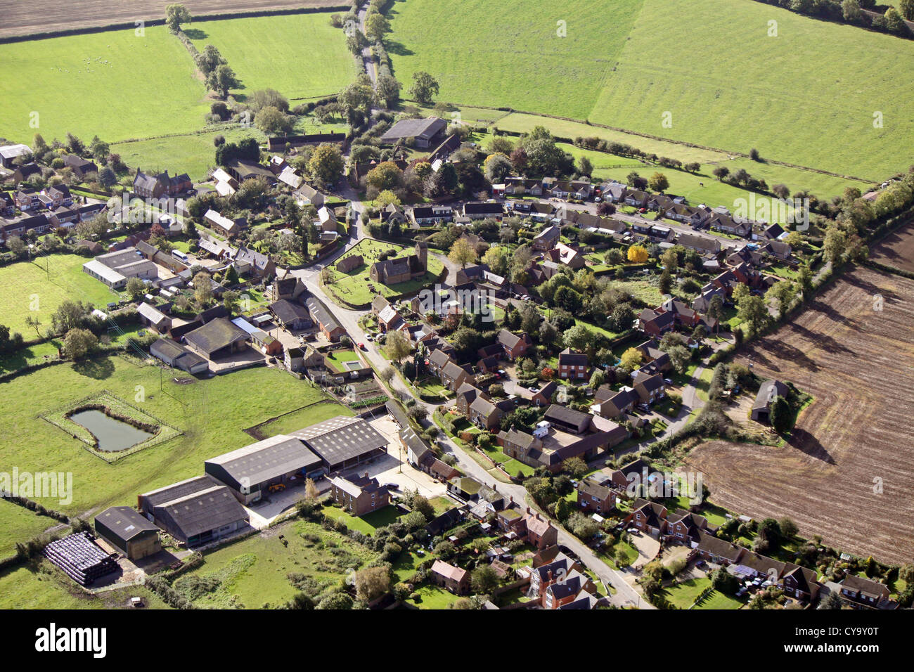 Vista aerea del Claydon villaggio in Oxfordshire Foto Stock