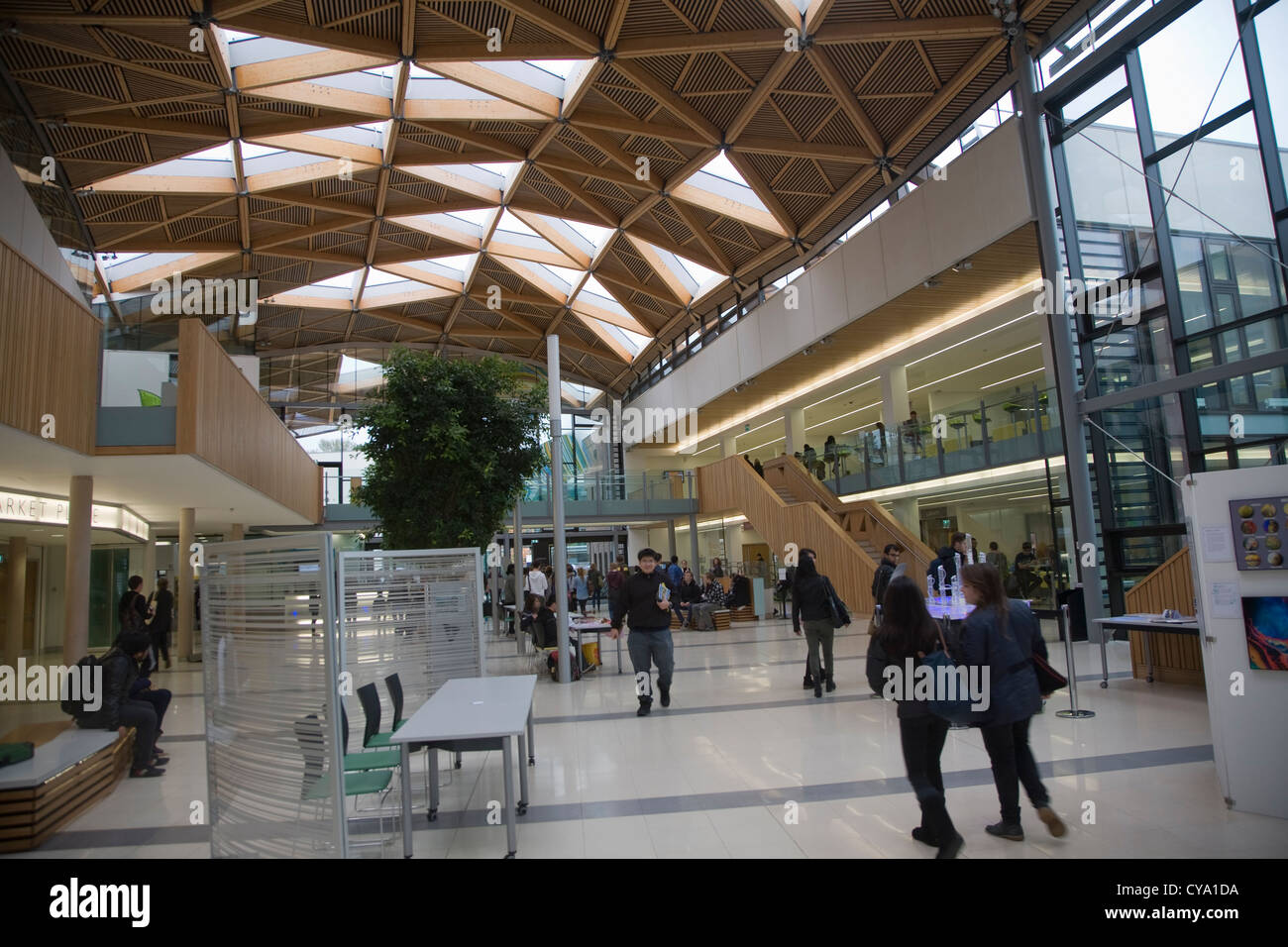 Interno il Forum Building università di Exeter Devon, Inghilterra Foto Stock