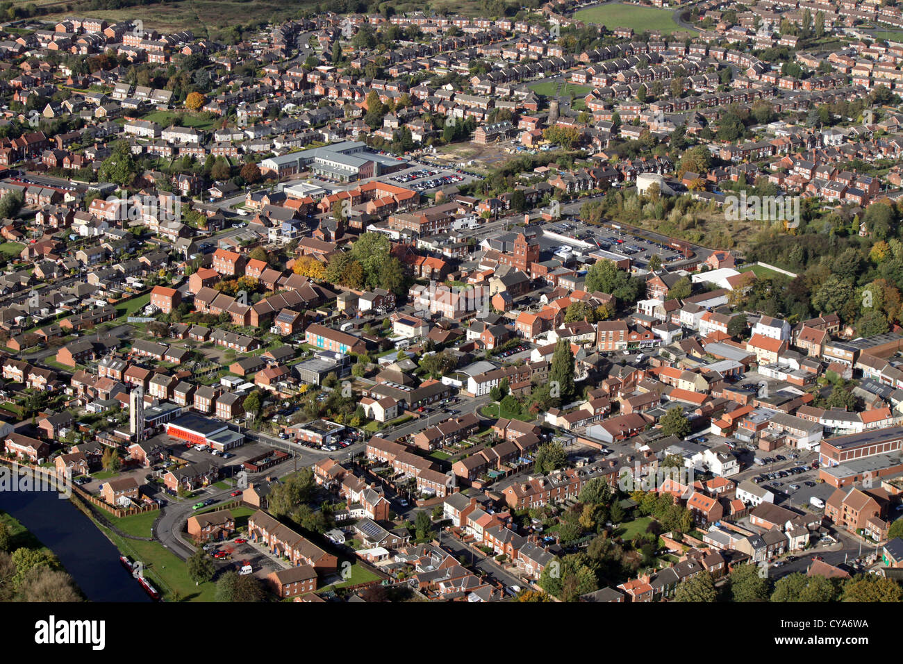 Vista aerea della città Thorne, Yorkshire Foto Stock