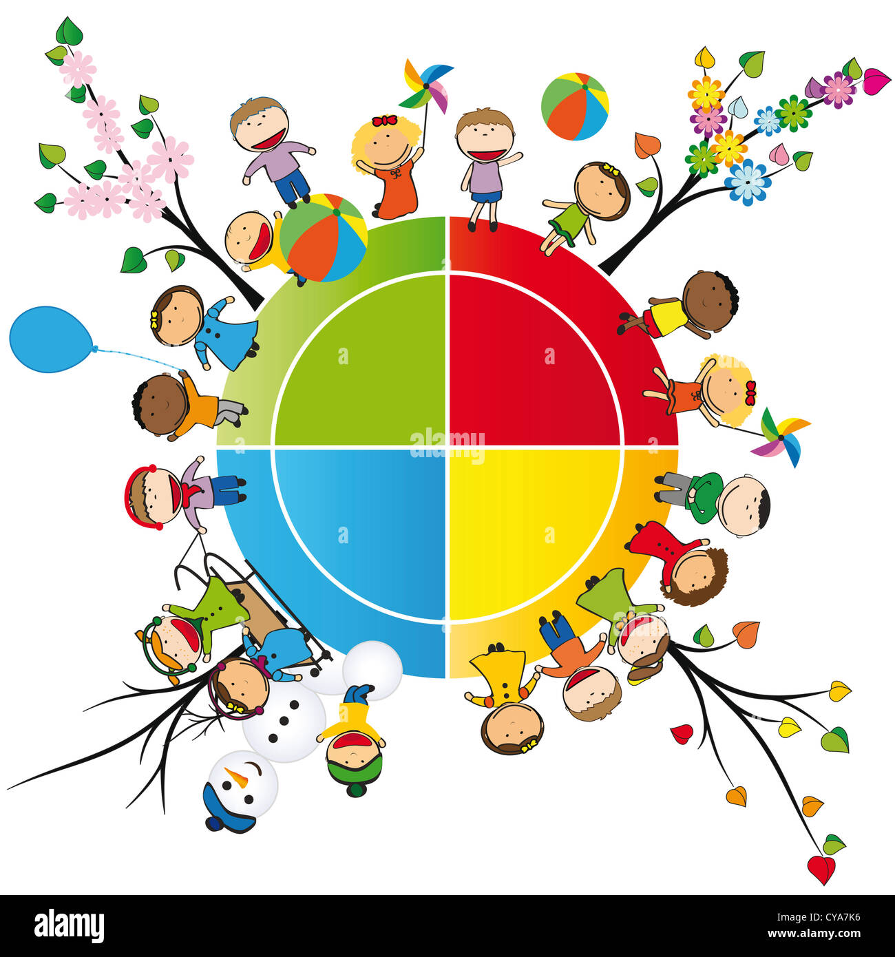 Primavera, estate, autunno e inverno - happy kids Foto Stock