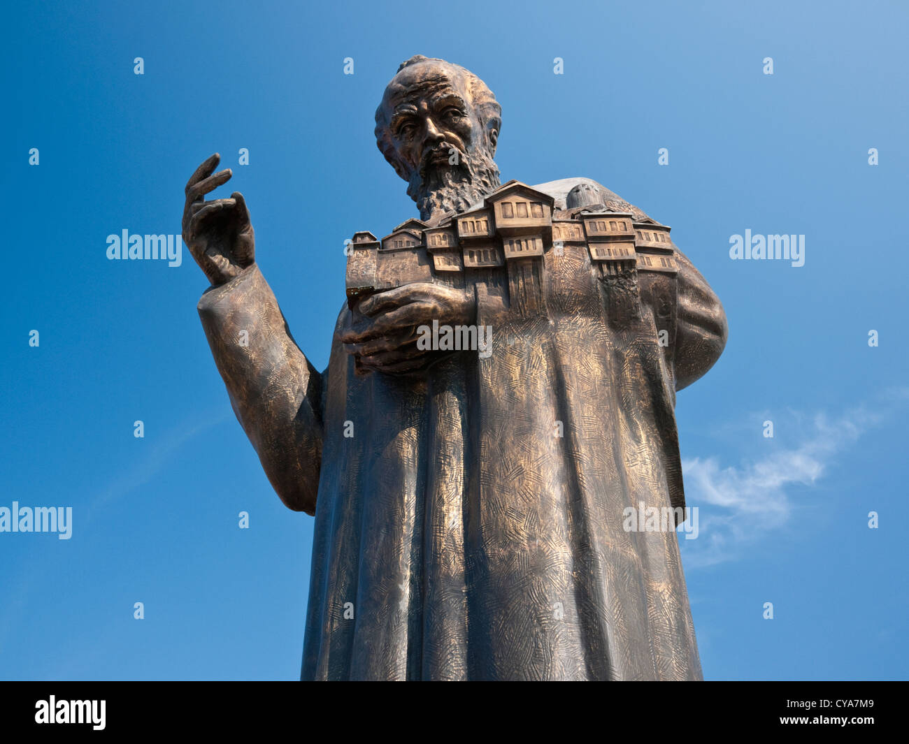 Statua di Sv. Kliment Ohridski (St. Clemente di Ohrid), spesso associato con la creazione del glagolitico e cirillico script Foto Stock