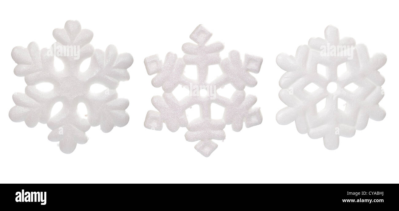 Fiocco di neve ornamento, foto sullo sfondo bianco Foto Stock