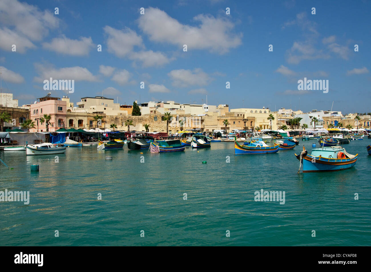 Porto dei pescatori di Marsaxlokk Malta Foto Stock