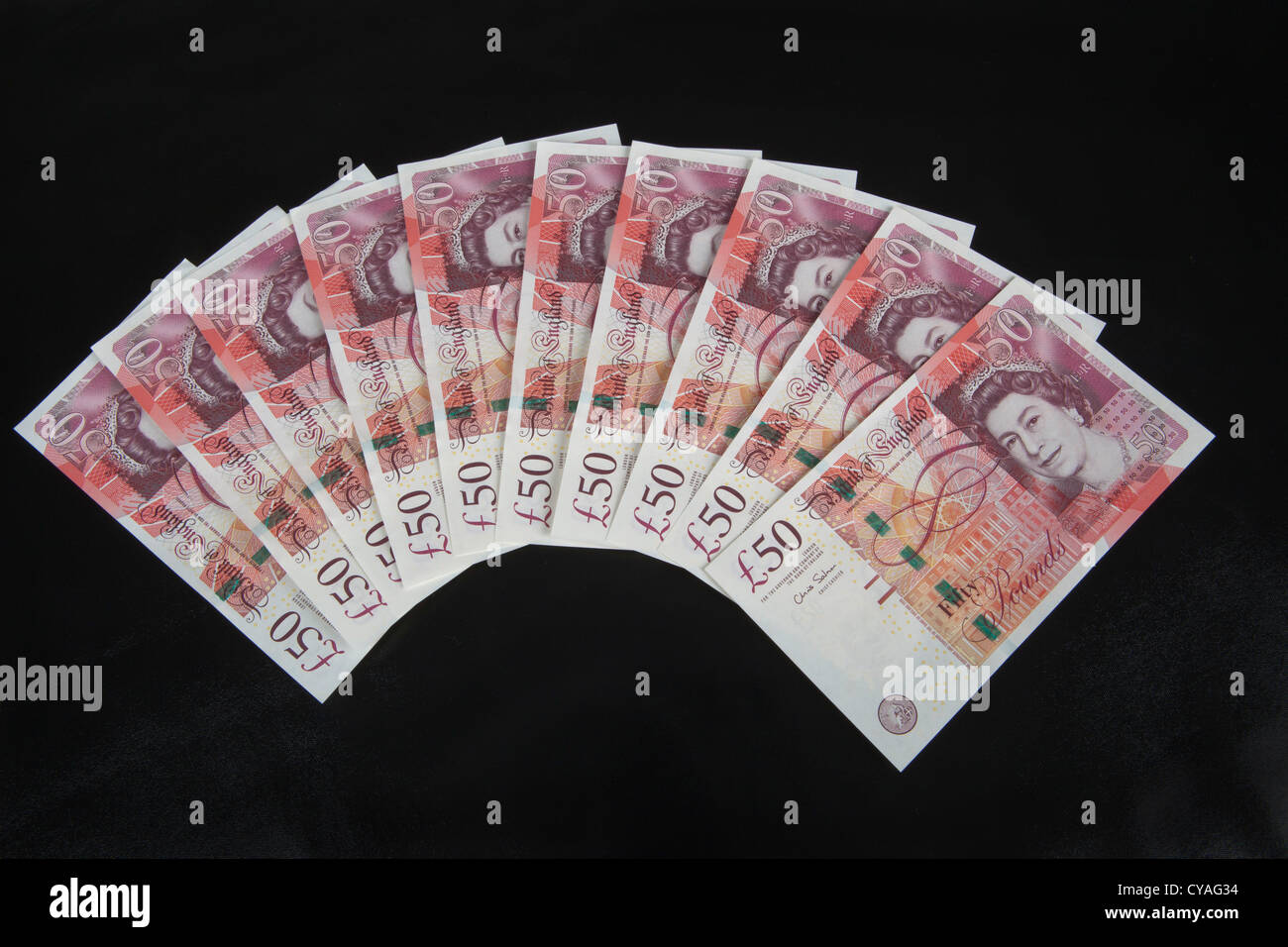 Sterlina inglese di banconote. Denaro £50 libbre contanti 129811 Money Foto Stock