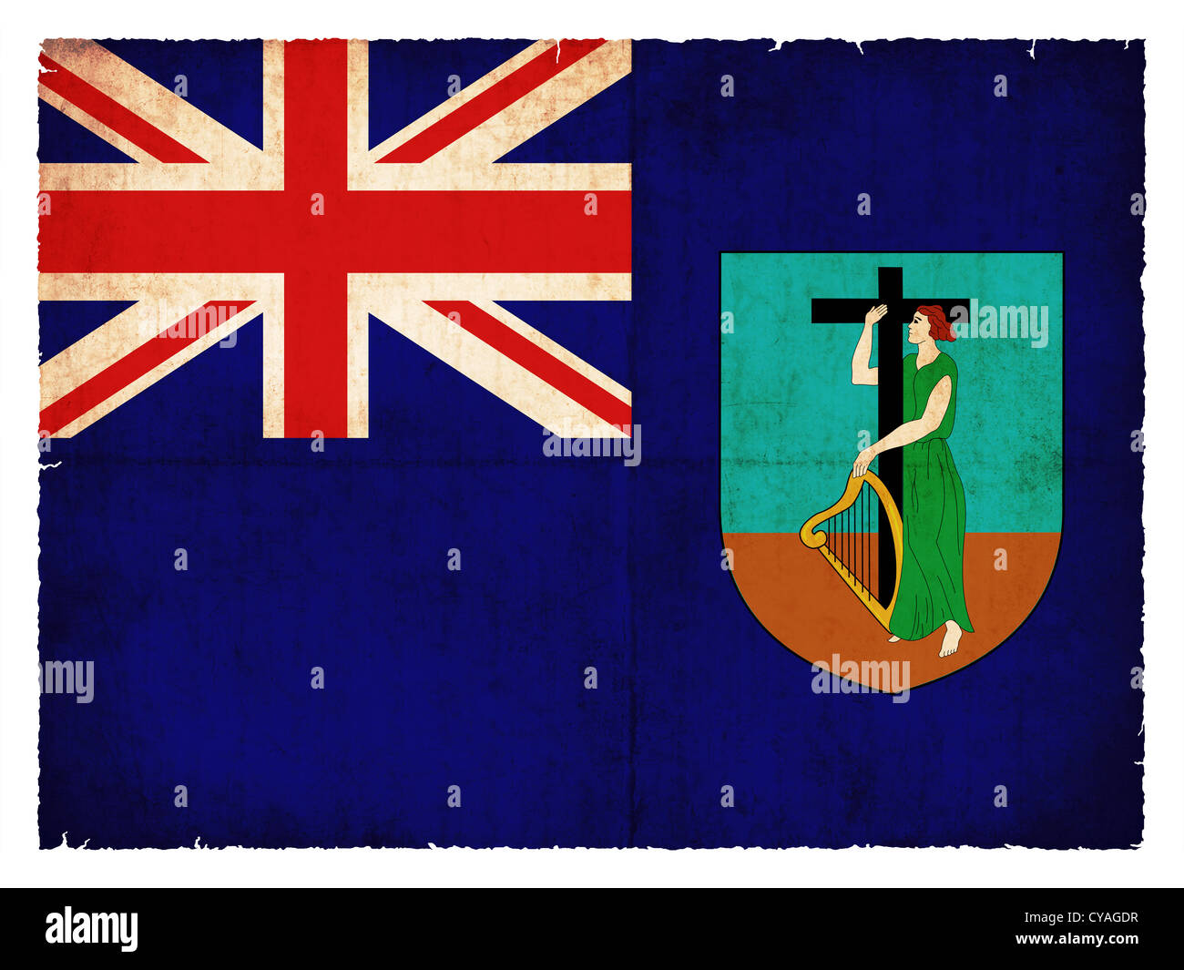 Bandiera di Monserrat (Britisches Überseegebiet) creato in stile grunge Foto Stock