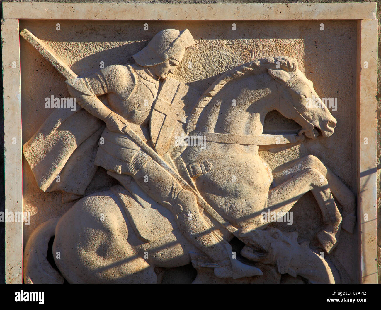 Ungheria, Budapest, Castello, rilievo equestre, statua, Foto Stock