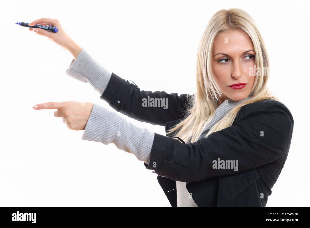 Insegnamento nella parte anteriore della presentazione con lavagna Foto Stock