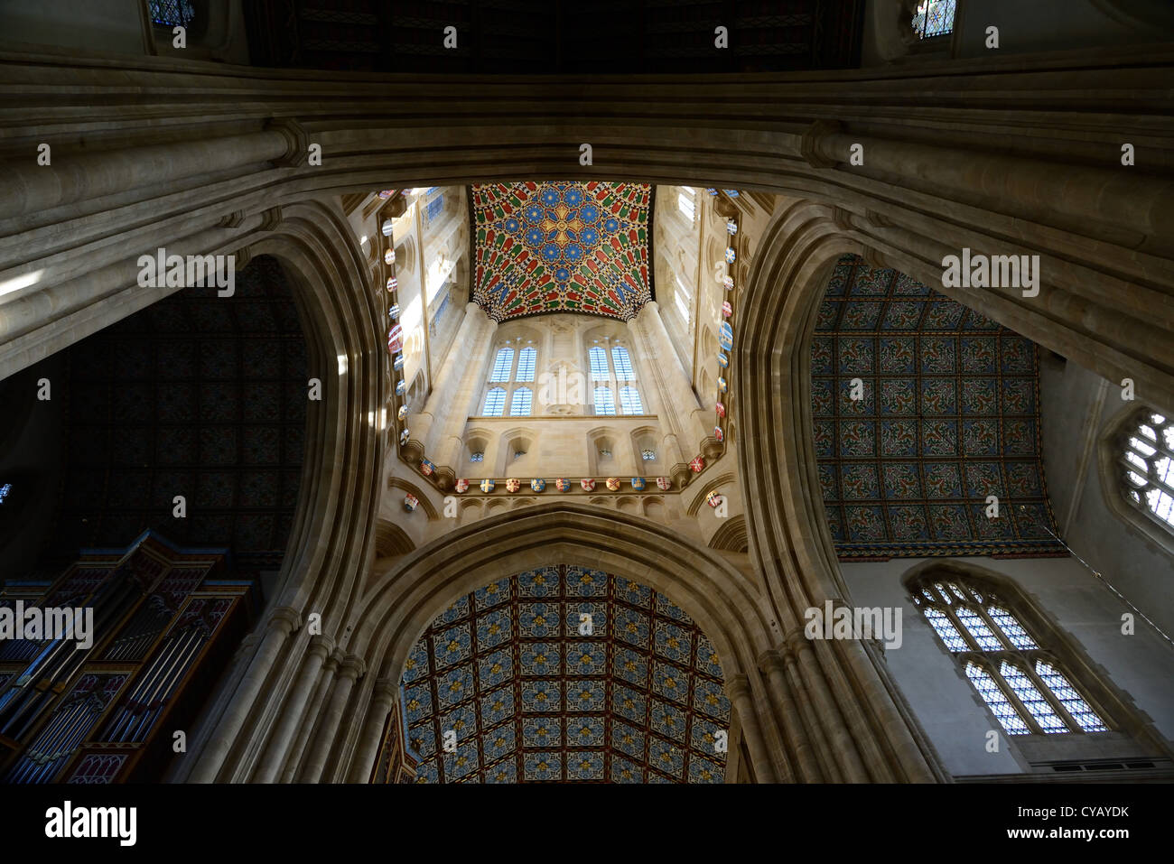 Il soffitto dipinto della Millenium Tower presso St Edmundsbury Cathedral Foto Stock