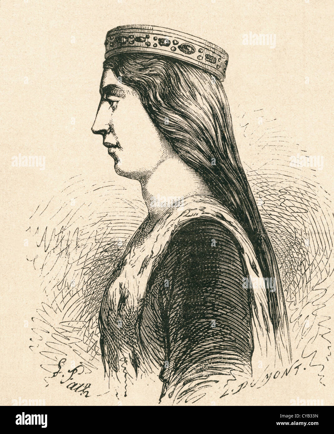 Valentina Visconti, 1368 - 1408. Sovrano Contessa di Vertus ha, e duchessa consorte di Orléans come moglie di Luigi di Valois. Foto Stock
