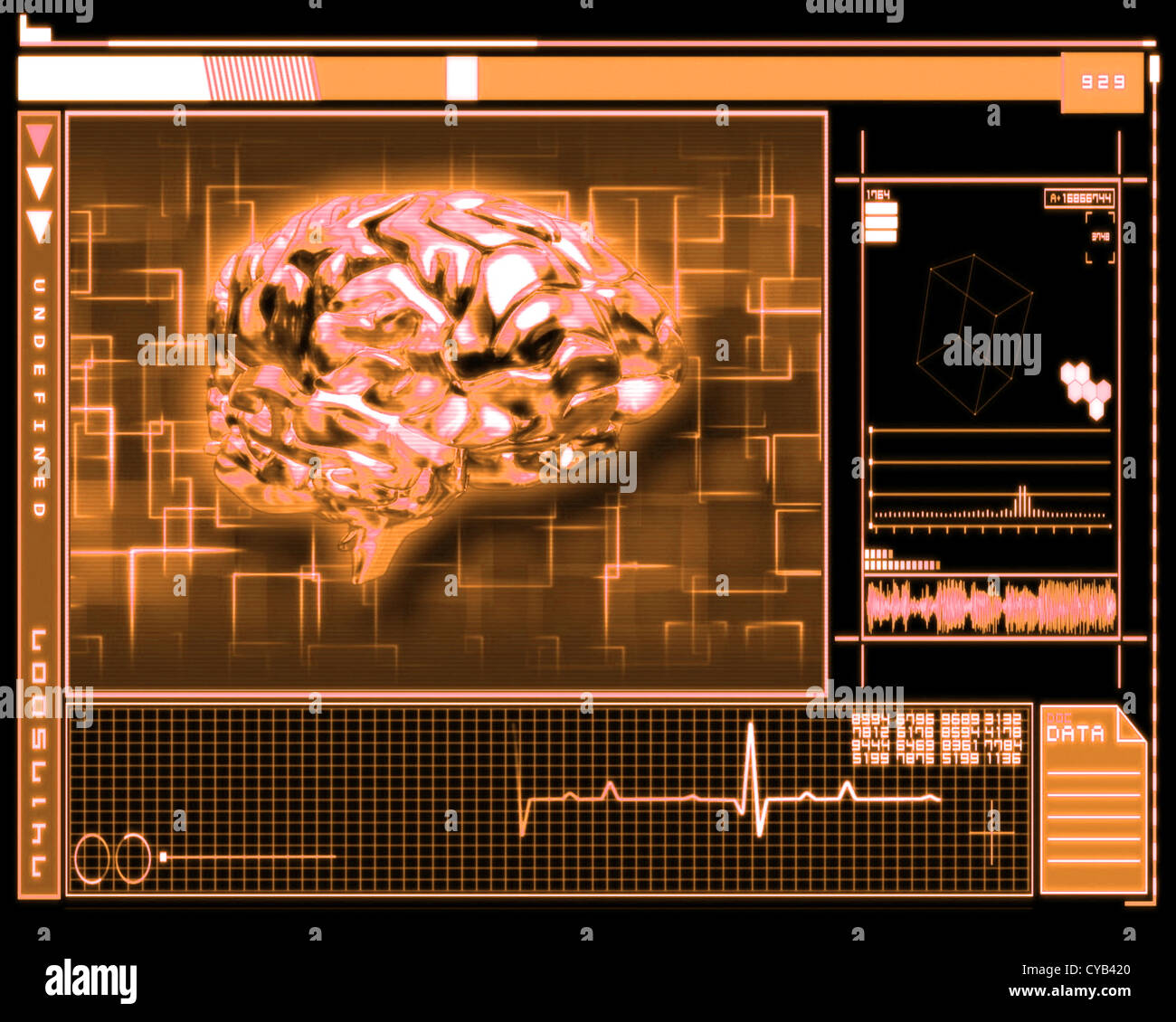 Cervello arancione la tecnologia di interfaccia Foto Stock