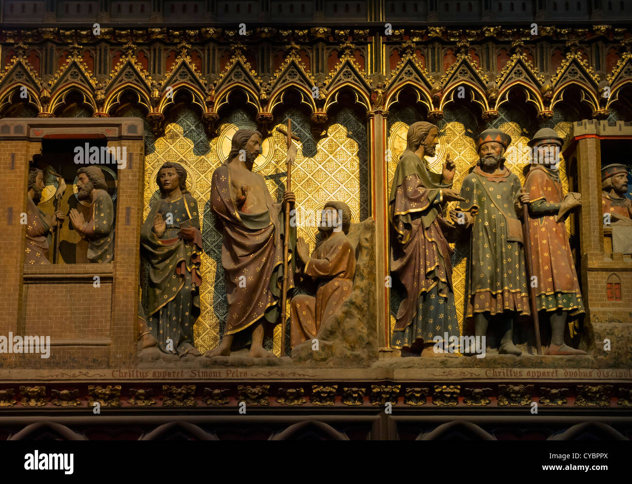 Apparizioni del Risorto, coro schermo nella cattedrale di Notre Dame di Parigi. Foto Stock