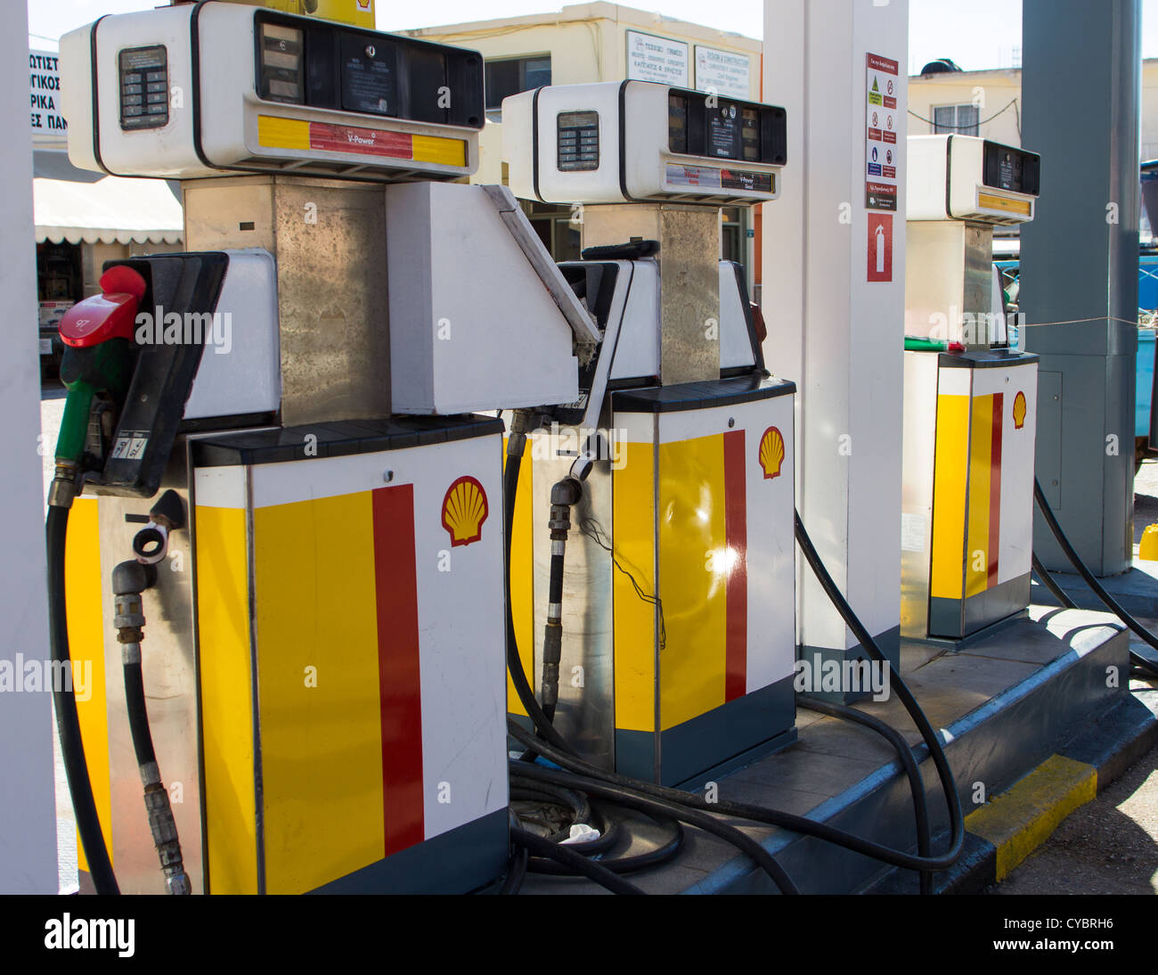 Vuota stazione di benzina. Argostoli. Cefalonia in Grecia. Foto Stock