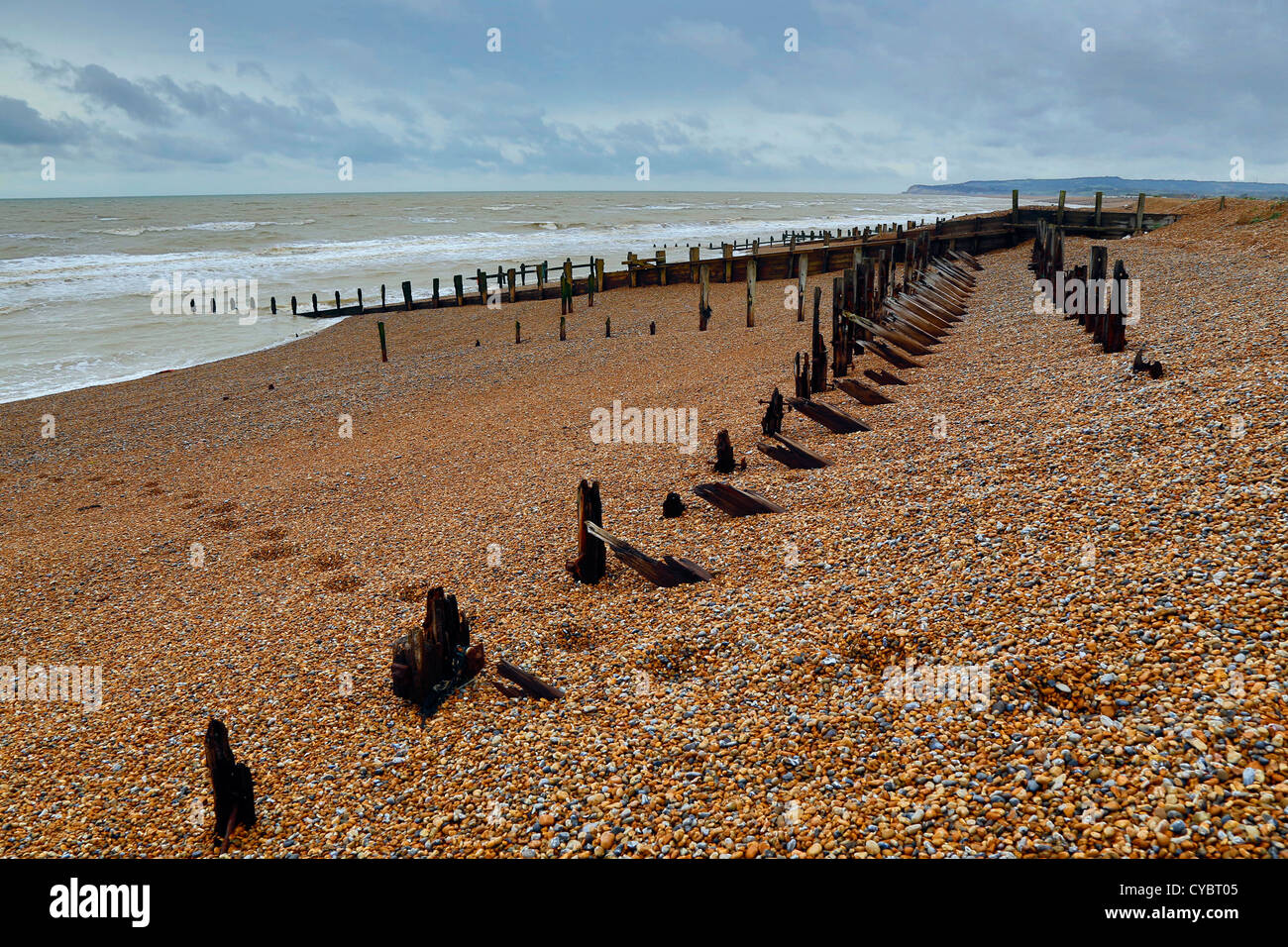 La segala; Spiaggia; East Sussex, Regno Unito Foto Stock