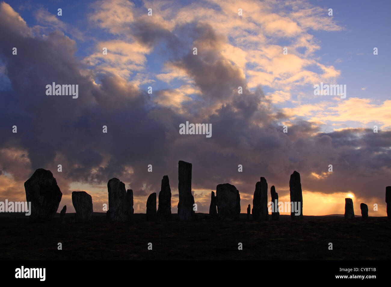 Regno Unito Scozia Ebridi Esterne isola di Lewis Callanish pietre permanente Foto Stock