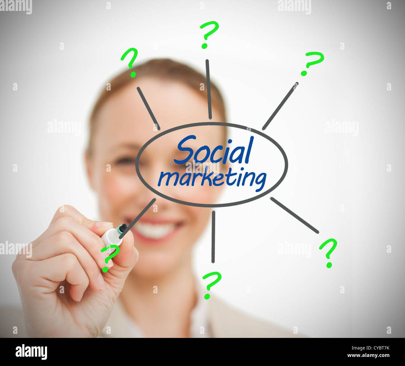 Donna disegno sociale marketing brain storm Foto Stock
