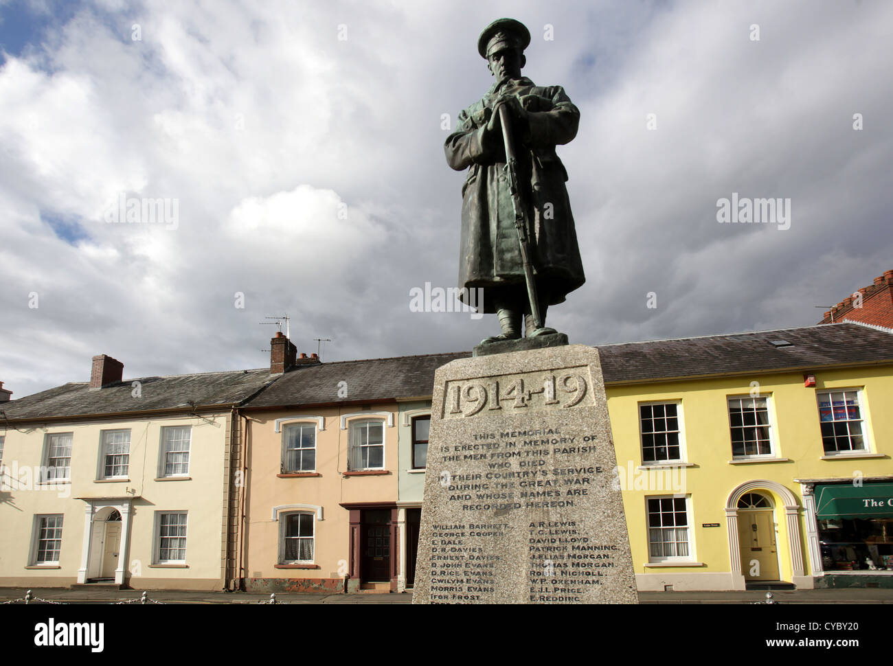 WW I memorial , Llandovery, Powys, Wales, Regno Unito. Foto Stock