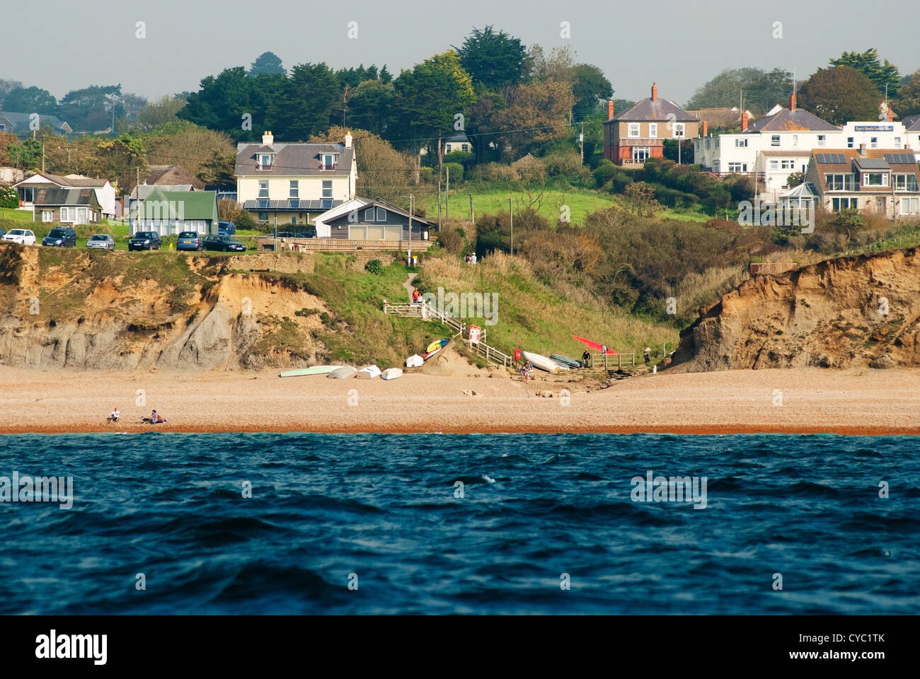 Eypes bocca su di Jurassic Coast in Dorset occidentale, dal mare Foto Stock