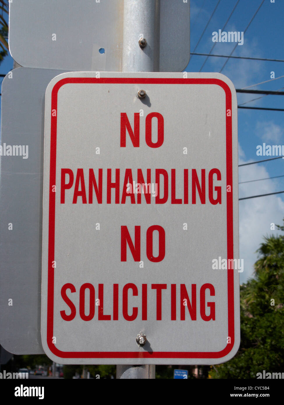No panhandling nessun segno di sollecito per key west florida usa Foto Stock