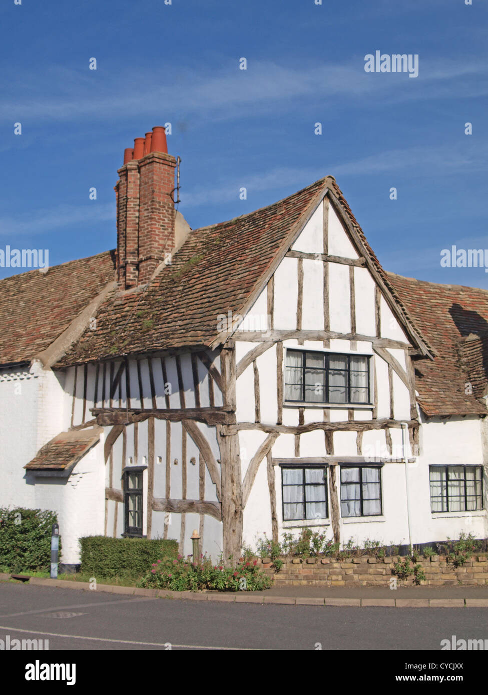 Una struttura di legno cottage in Houghton, Cambridge. Inghilterra Foto Stock