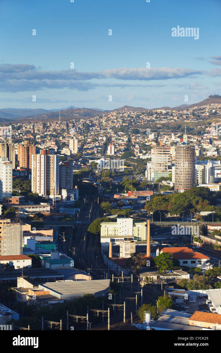 Vista dello skyline della città, Belo Horizonte, Minas Gerais, Brasile Foto Stock