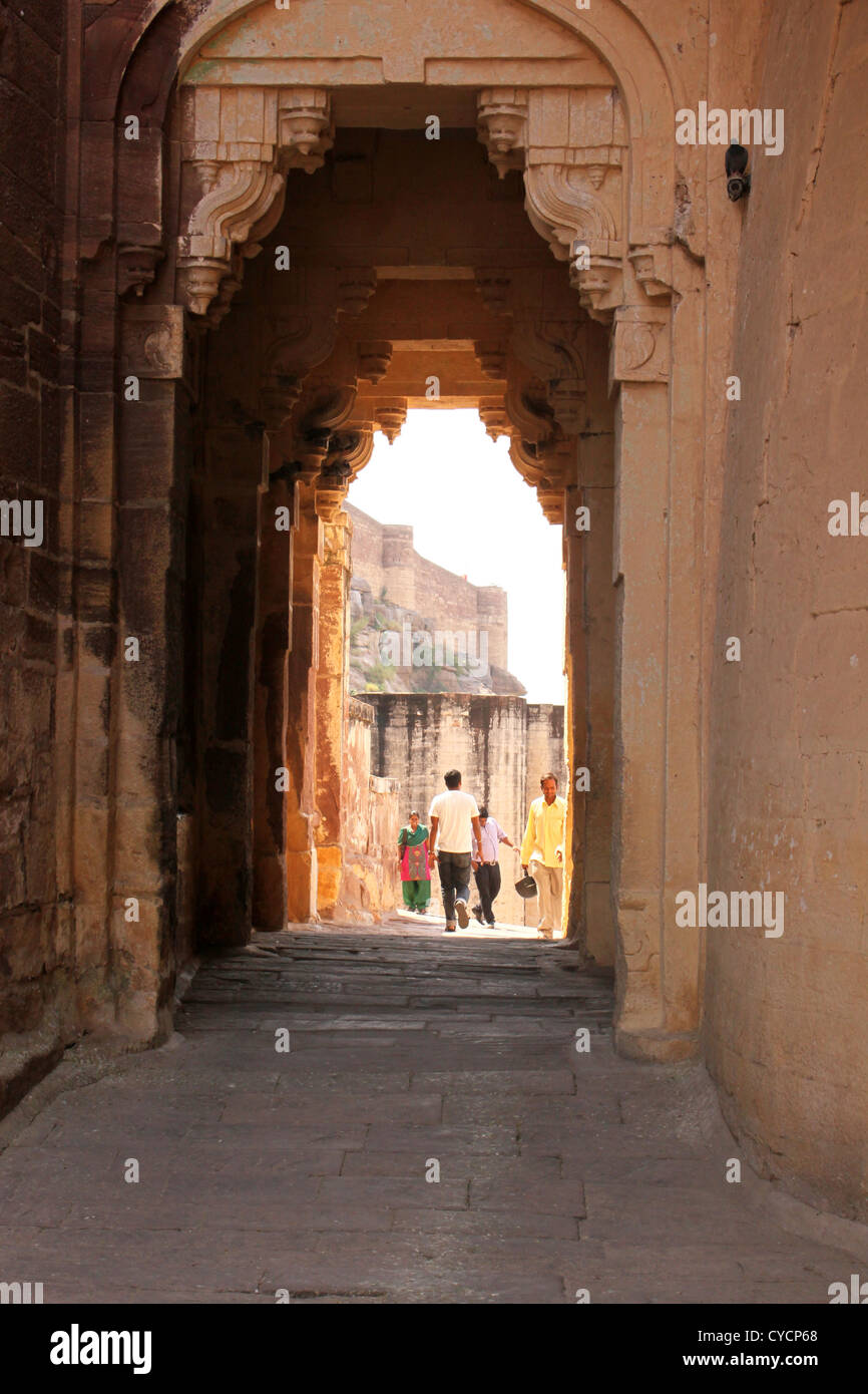 Forte Mehrangarh ingresso Jodhpur Rajasthan Foto Stock